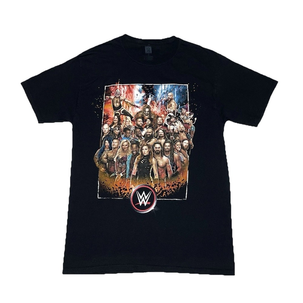 WWE Authentic 2018 "I Was There" Tour Dates T-Shirt Roster Mens Medium Black